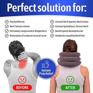 S Cervical Neck Traction Device for Instant Neck Pain Relief - Inflatable & Adjustable Neck Stretcher Neck Support Brace, Best Neck Traction Pillow for Home Use Neck Decompression