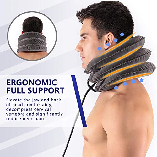 S Cervical Neck Traction Device for Instant Neck Pain Relief - Inflatable & Adjustable Neck Stretcher Neck Support Brace, Best Neck Traction Pillow for Home Use Neck Decompression