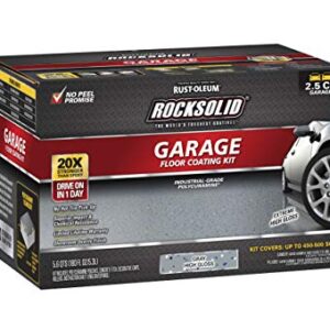 Rust-Oleum 293513 Rocksolid Polycuramine Garage Oil Floor Coating, 2.5 Car Kit, Gray