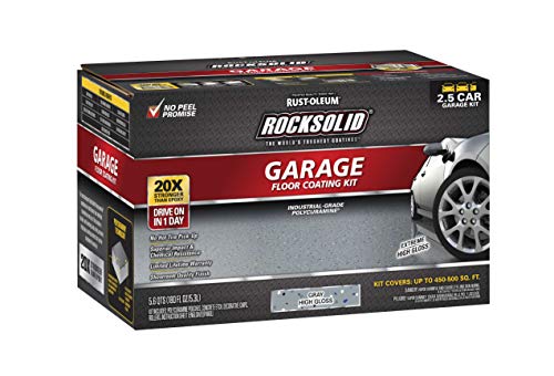 Rust-Oleum 293513 Rocksolid Polycuramine Garage Oil Floor Coating, 2.5 Car Kit, Gray