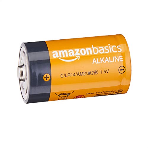 Amazon Basics 4 Pack C Cell All-Purpose Alkaline Batteries, 5-Year Shelf Life, Easy to Open Value Pack