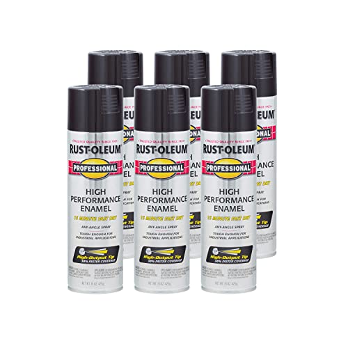 Rust-Oleum 7579838-6PK Professional High Performance Enamel Spray Paint, 15 Oz, Gloss Black, 6 Pack