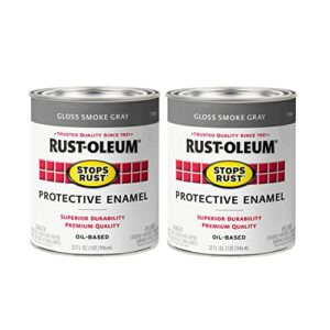 rust-oleum 7786502-2pk stops rust brush on paint, 1 quarts (pack of 2), gloss smoke gray, 2 can