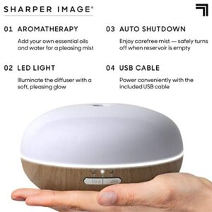 SHARPER IMAGE Essential Oil Aromatherapy Small Mist Diffuser, 3.4 Ounce Capacity, Faux Light Wood