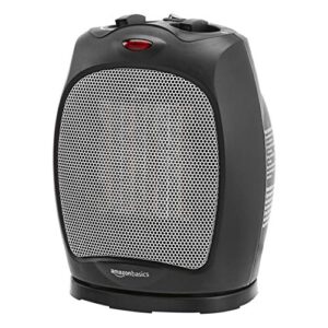 amazon basics 1500w oscillating ceramic heater with adjustable thermostat, black