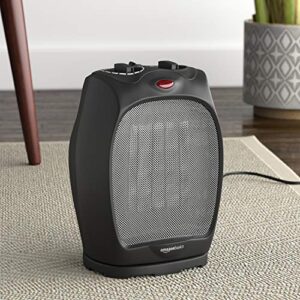 Amazon Basics 1500W Oscillating Ceramic Heater with Adjustable Thermostat, Black