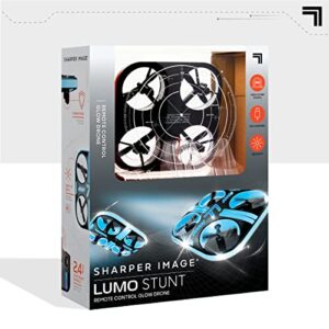 SHARPER IMAGE Lumo Stunt Remote Control LED Glow Drone, 2.4 GHz, Auto-Orientation, Assisted Landing & Gyro Stabilization, 3 Light Modes, Long Range Durability, Easy & Beginner Friendly Controls