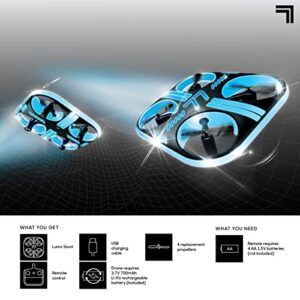 SHARPER IMAGE Lumo Stunt Remote Control LED Glow Drone, 2.4 GHz, Auto-Orientation, Assisted Landing & Gyro Stabilization, 3 Light Modes, Long Range Durability, Easy & Beginner Friendly Controls