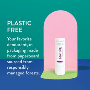 Native Plastic Free Deodorant | Natural Deodorant for Women and Men, Aluminum Free with Baking Soda, Probiotics, Coconut Oil and Shea Butter | Lavender & Rose