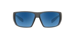 native eyewear sightcaster rectangular sunglasses, matte smoke crystal/blue reflex polarized, 64 mm