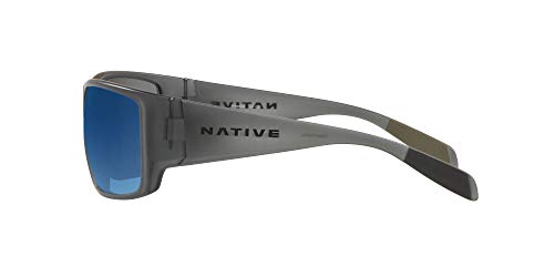 Native Eyewear Sightcaster Rectangular Sunglasses, Matte Smoke Crystal/Blue Reflex Polarized, 64 mm