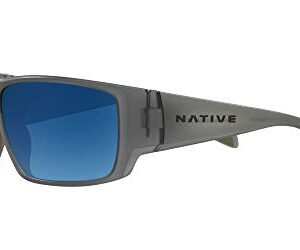 Native Eyewear Sightcaster Rectangular Sunglasses, Matte Smoke Crystal/Blue Reflex Polarized, 64 mm