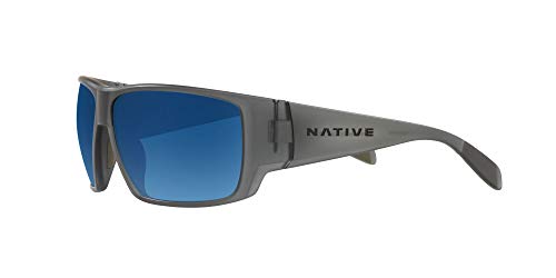 Native Eyewear Sightcaster Rectangular Sunglasses, Matte Smoke Crystal/Blue Reflex Polarized, 64 mm