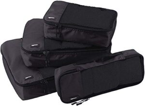 amazon basics 4 piece packing travel organizer cubes set, black