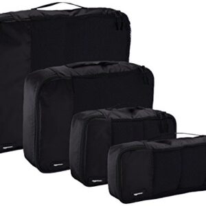 Amazon Basics 4 Piece Packing Travel Organizer Cubes Set, Black