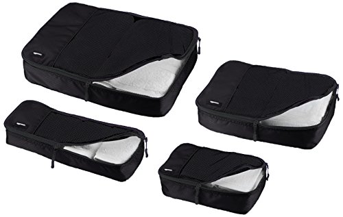 Amazon Basics 4 Piece Packing Travel Organizer Cubes Set, Black