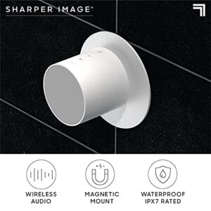 Sharper Image Spastudio Shower Speaker Waterproof + Bluetooth, Magnetic Mount, IPX7 Waterproofing with Premium Sound Quality, USB-C Rechargeable Battery, Compatible with SpaStudio Shower Caddy Line