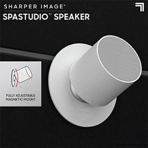 Sharper Image Spastudio Shower Speaker Waterproof + Bluetooth, Magnetic Mount, IPX7 Waterproofing with Premium Sound Quality, USB-C Rechargeable Battery, Compatible with SpaStudio Shower Caddy Line