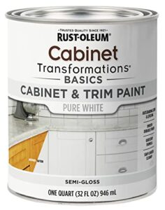 rust-oleum 372007 transformations basics cabinet & trim paint, quart, pure white