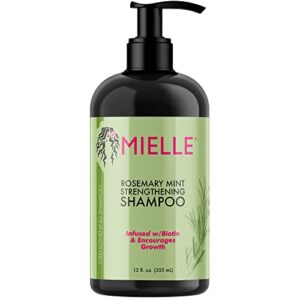 mielle organics rosemary mint strengthening shampoo infused with biotin, cleanses and helps strengthen weak and brittle hair, 12 ounces