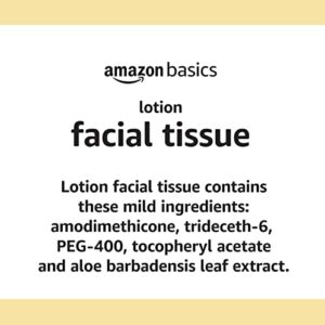 Amazon Basics Facial Tissue with Lotion, 75 Tissues per Box, 18 Cube Boxes (1350 Tissues total) (Previously Solimo)