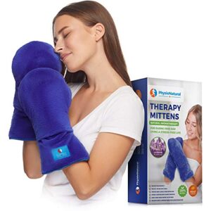 microwavable therapy mittens–relief for hands and fingers in cases of stiff joints, arthritis, trigger finger, inflammation, raynaud’s, carpal tunnel–heated hands mitts warmers–scented gloves