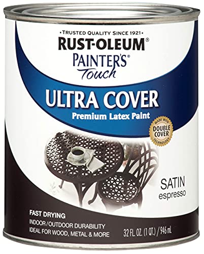 Rust-Oleum Brush On Paint 242018 Painters Touch Quart Latex, Satin Espresso, 1 (Pack of 1), 32 Fl Oz