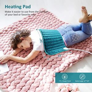 Electric Heating pad for Back/Shoulder/Neck/knee/leg Pain, Cramps and Arthritis Relief, 6 Fast Heating Settings, Auto-Off, Machine Washable, Moist Dry Heat Options, Extra Large 12"x24"