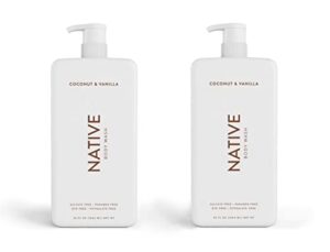 native body wash for women, men | sulfate free, paraben dye with naturally derived clean ingredients, 36 oz bottle pump- 2 pack (coconut & vanilla) 72.0 fl oz