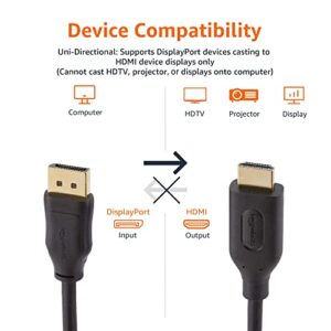 Amazon Basics Uni-Directional DisplayPort to HDMI Display Cable 4K@30Hz - 6 Feet, 10-Pack, Black,Television