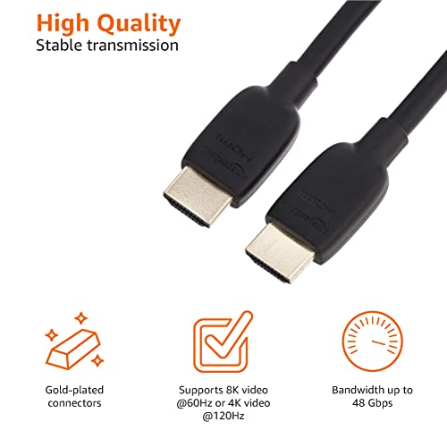 Amazon Basics High-Speed HDMI Cable (48Gbps, 8K/60Hz ) - 3 Feet, Black