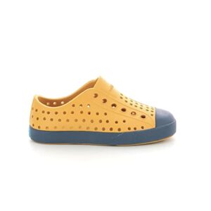 Native Shoes Kids Jefferson for Little and Big Kids - Injection-Molded EVA Construction with Rubber rand and Round Toe, Comfortable and Playful Kids Shoes Wheat Yellow/Frontier Blue 12 Little Kid M