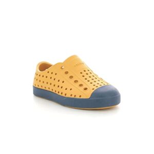 Native Shoes Kids Jefferson for Little and Big Kids - Injection-Molded EVA Construction with Rubber rand and Round Toe, Comfortable and Playful Kids Shoes Wheat Yellow/Frontier Blue 12 Little Kid M