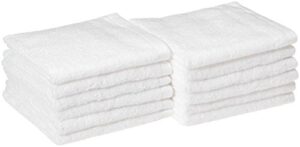 amazon basics quick-dry washcloth 100% cotton – 12-pack, white