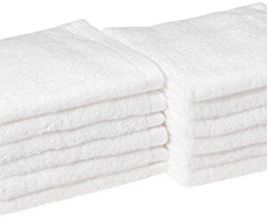 Amazon Basics Quick-Dry Washcloth 100% Cotton - 12-Pack, White