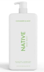 native body wash for women, men | sulfate free, paraben free, dye free, with naturally derived clean ingredients, 36 oz bottle with pump – pack of 1 (cucumber & mint)