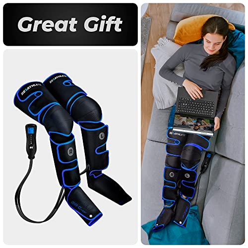 REATHLETE Leg Massager, Air Compression for Circulation Calf Feet Thigh Massage, Muscle Pain Relief, Sequential Boots Device with Handheld Controller with Knee Heat Function