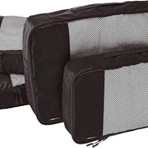 Amazon Basics 4 Piece Packing Travel Organizer Cubes Set - 2 Medium and 2 Large, Black