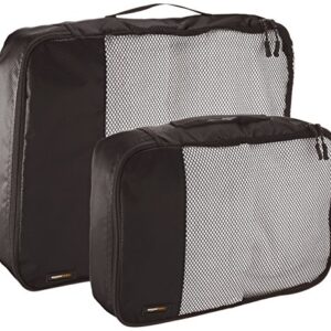 Amazon Basics 4 Piece Packing Travel Organizer Cubes Set - 2 Medium and 2 Large, Black