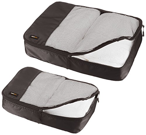 Amazon Basics 4 Piece Packing Travel Organizer Cubes Set - 2 Medium and 2 Large, Black