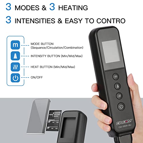 CINCOM Leg Massager with Heat, Air Compression Leg Massager for Circulation, Full Leg Massager with 3 Heats 3 Modes 3 Intensities Sequential Compression Device for Pain Relief