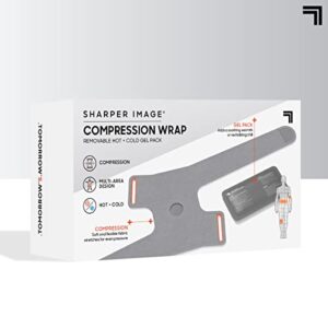 Sharper Image Compression Wrap with Removable Hot & Cold Gel Pack, Easy Adjust Straps, Multi-Area Design for Use on Elbows, Knees, Back, Stomach & More, Enhanced Pain Relief & Recovery Post-Workout