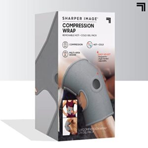 Sharper Image Compression Wrap with Removable Hot & Cold Gel Pack, Easy Adjust Straps, Multi-Area Design for Use on Elbows, Knees, Back, Stomach & More, Enhanced Pain Relief & Recovery Post-Workout