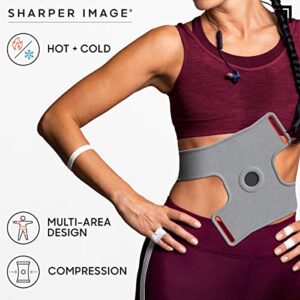 Sharper Image Compression Wrap with Removable Hot & Cold Gel Pack, Easy Adjust Straps, Multi-Area Design for Use on Elbows, Knees, Back, Stomach & More, Enhanced Pain Relief & Recovery Post-Workout