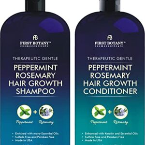 Peppermint Rosemary Hair Regrowth and Anti Hair Loss Shampoo and Conditioner Set - Daily Hydrating, Detoxifying, Volumizing Shampoo and Fights Dandruff For Men and Women 16 fl oz x 2