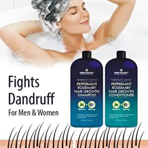 Peppermint Rosemary Hair Regrowth and Anti Hair Loss Shampoo and Conditioner Set - Daily Hydrating, Detoxifying, Volumizing Shampoo and Fights Dandruff For Men and Women 16 fl oz x 2