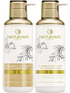 shampoo and conditioner set coconut oil and jojoba – sulfate and paraben free intense moisturizing treatment – for hydrating your scalp and restoring dry and damaged hair