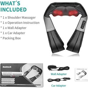 Shiatsu Neck and Back Massager with Soothing Heat, Nekteck Electric Deep Tissue 3D Kneading Massage Pillow for Shoulder, Leg, Body Muscle Pain Relief, Home, Office, and Car Use