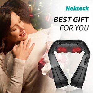 Shiatsu Neck and Back Massager with Soothing Heat, Nekteck Electric Deep Tissue 3D Kneading Massage Pillow for Shoulder, Leg, Body Muscle Pain Relief, Home, Office, and Car Use