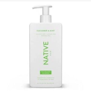 native vegan cucumber & mint natural volume shampoo, clean, sulfate, paraben and silicone free – 16.5 fl oz